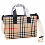 Burberry Vintage Check Mini Tote Bag | Canvas Leather Top Handle Crossbody Bag with Fabric Strap