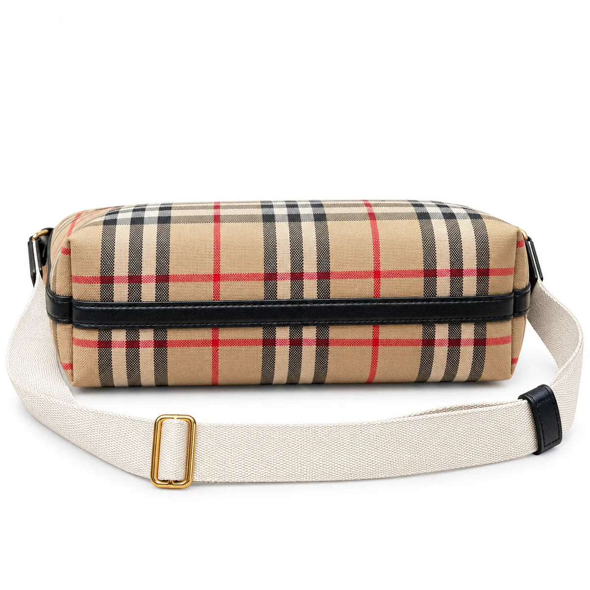 Burberry Vintage Check Mini Tote Bag | Canvas Leather Top Handle Crossbody Bag with Fabric Strap