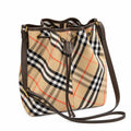 Burberry Vintage Check Drawstring Bucket Bag | Canvas Leather Shoulder Crossbody Bag — Archive Beige
