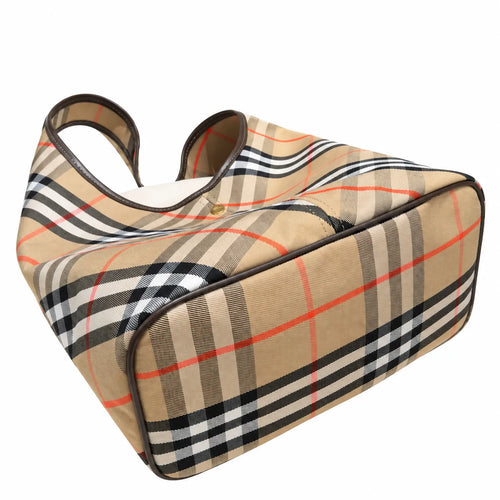 Burberry Haymarket Check Hobo Bag | Classic Tartan Canvas Leather Trim Shoulder Bag — Vintage Check/Brown