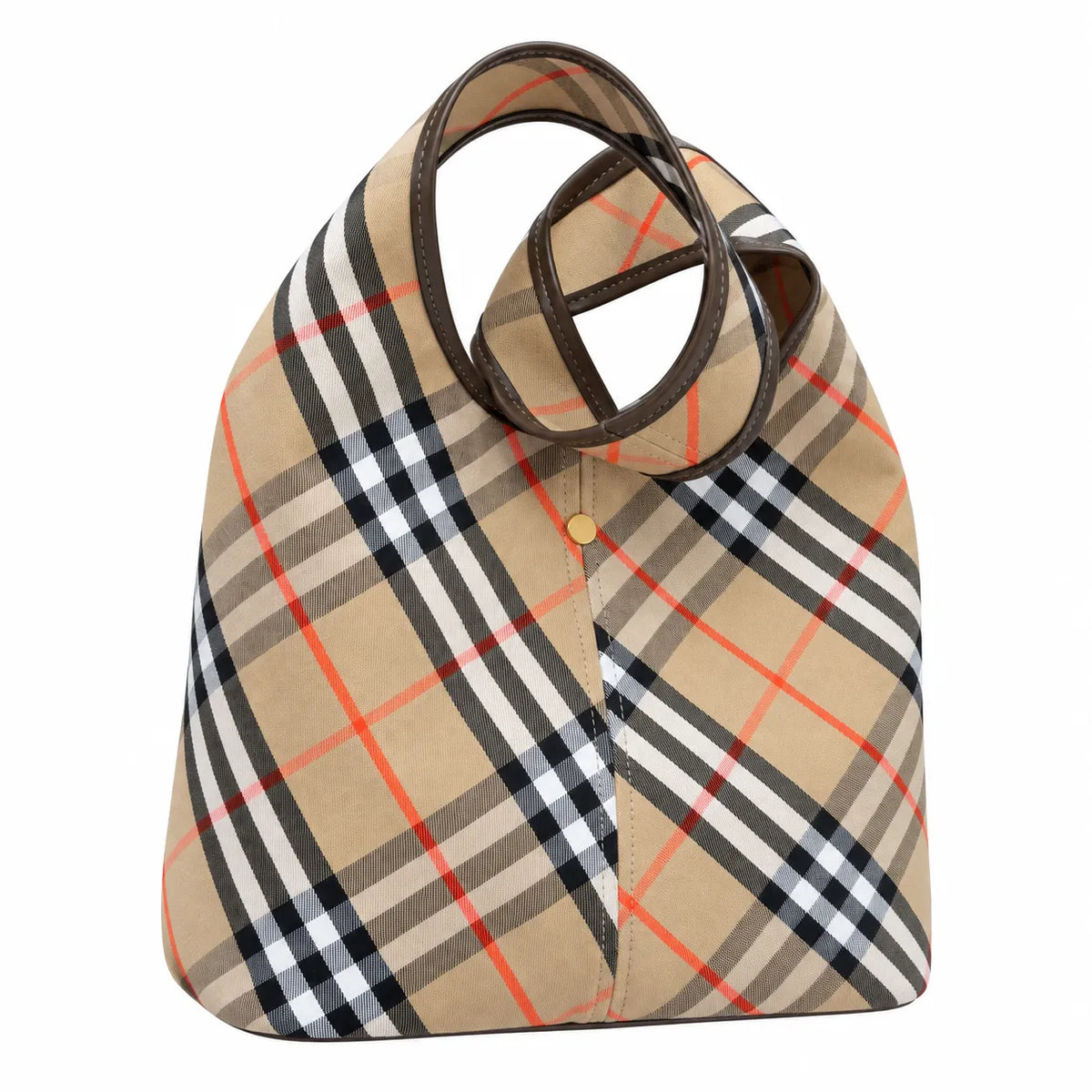Burberry Haymarket Check Hobo Bag | Classic Tartan Canvas Leather Trim Shoulder Bag — Vintage Check/Brown
