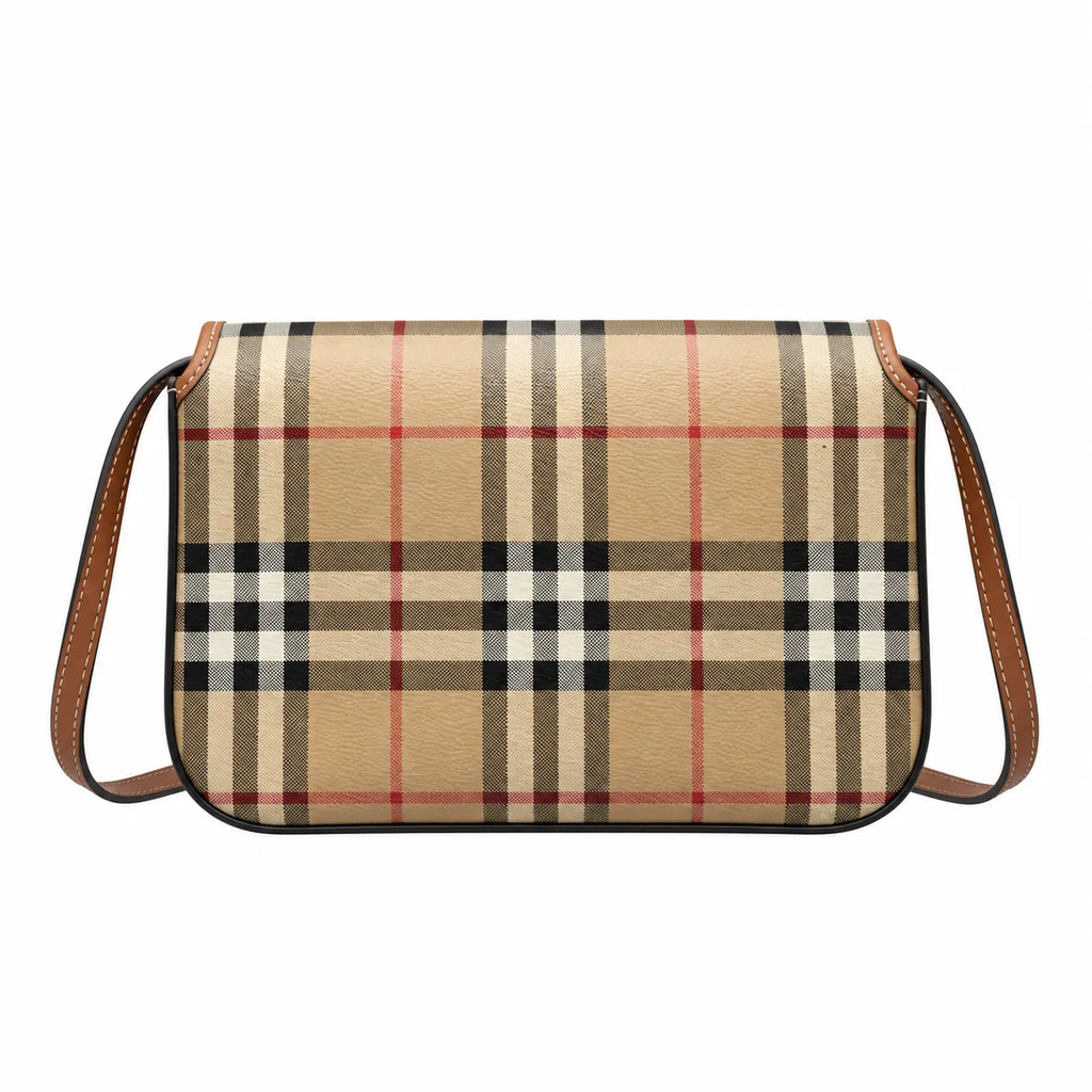Burberry Vintage Check Hampshire Bag | Tartan Canvas & Leather Crossbody Camera Bag — Archive Beige/Tan