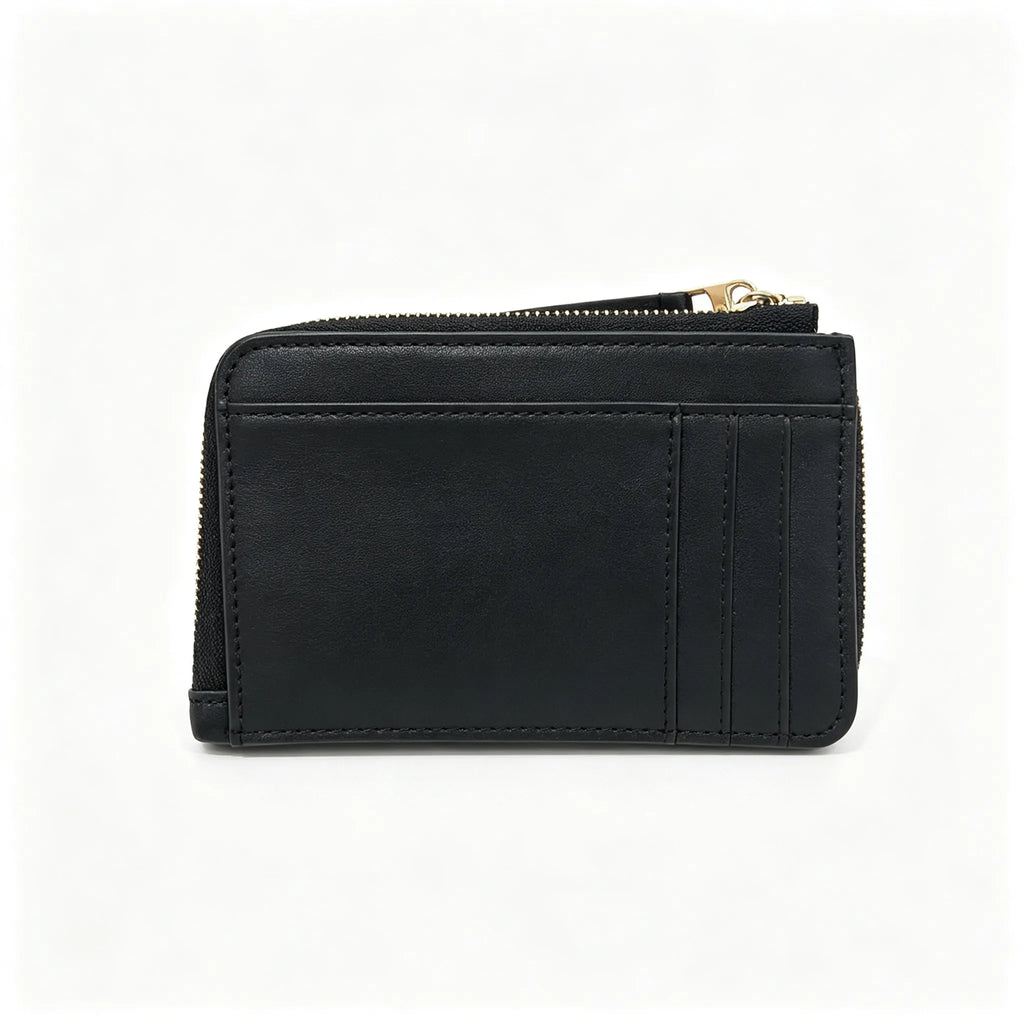 Tory Burch | Black embossed leather  multi-card slot design comes with a detachable wrist strap compact and portable  suitable for everyday use and travel