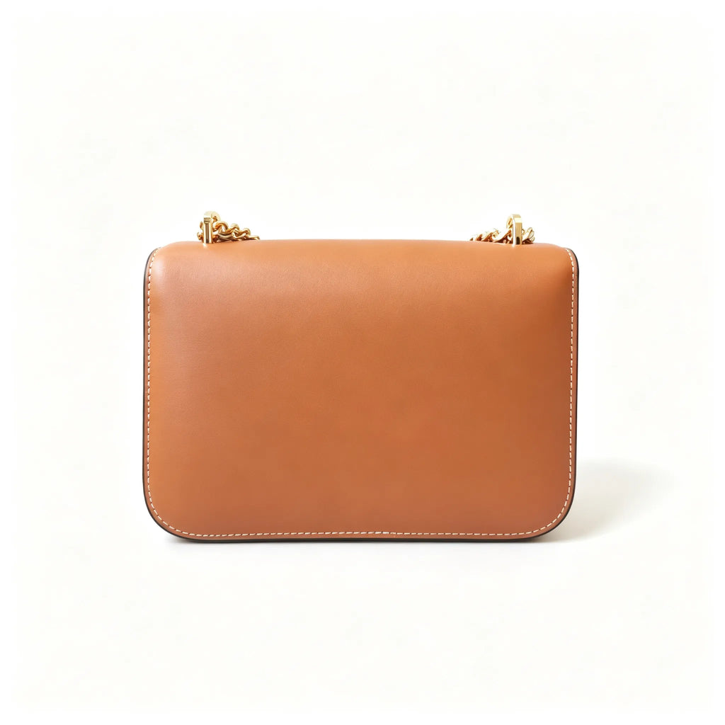 Tory Burch Eleanor tan calfskin leather chain shoulder strap women's multi-way carrying option