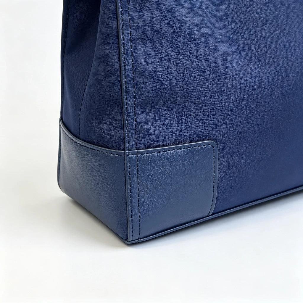 Tory Burch Ella | Navy blue waterproof fabric double handles spacious interior women's business travel handbag