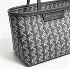 Tory Burch Ever-Ready | Grey coated canvas with woven print leather trim zip closure detachable pouch women's designer handbag