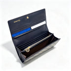 Tory Burch T Monogram Navy Blue and Beige Monogram Canvas Foldable Women's Clutch