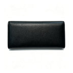 Tory Burch Parker black pebbled leather wallet with multiple card slots and a zippered coin pocket foldable long women's wallet