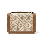 Tory Burch Eleanor  beige and brown jacquard fabric with adjustable leather shoulder strap women's style