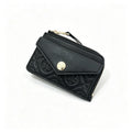 Tory Burch | Black embossed leather  multi-card slot design comes with a detachable wrist strap compact and portable  suitable for everyday use and travel