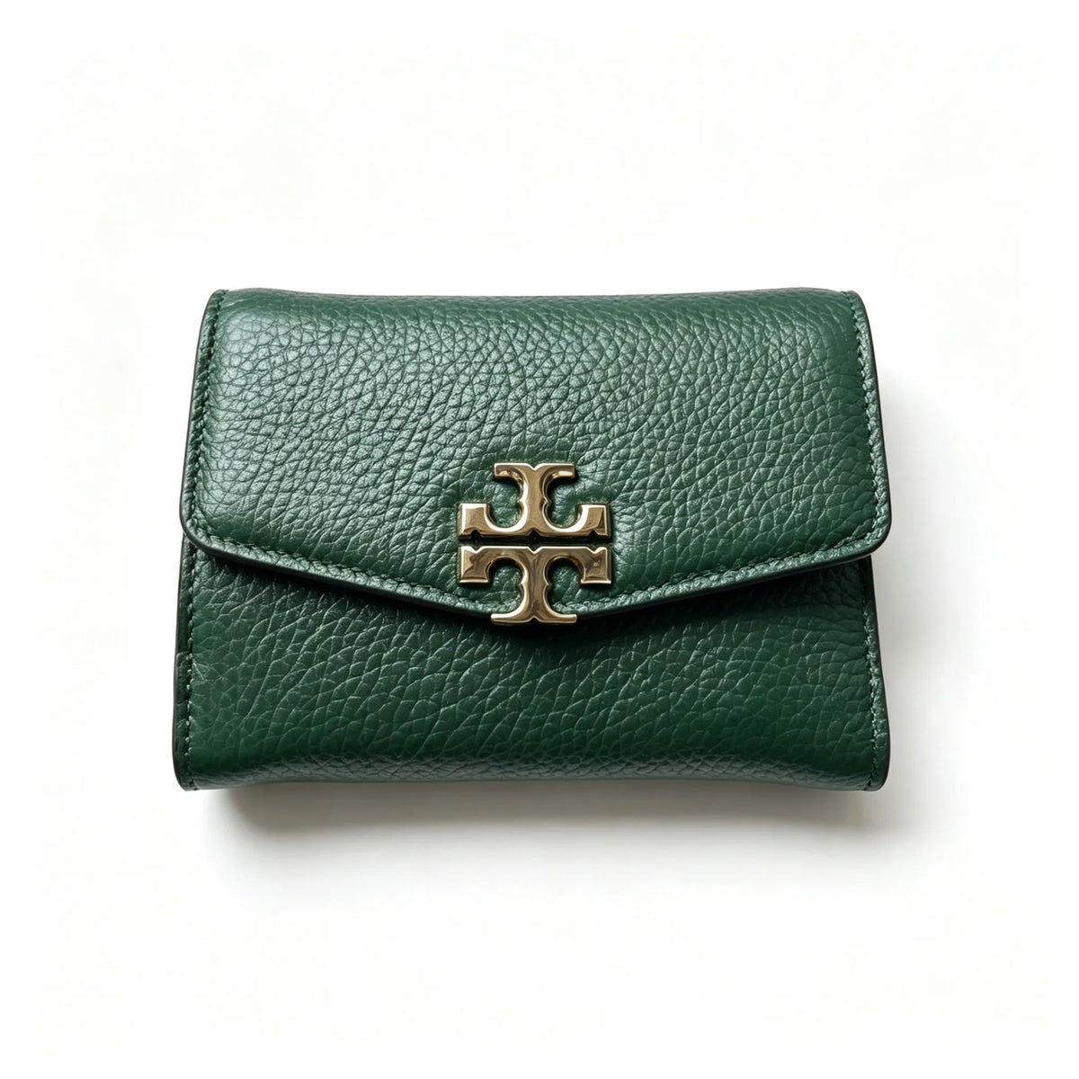 Tory Burch Kira black pebbled leather wallet multi-card slots and zippered coin pocket small and foldable women's wallet