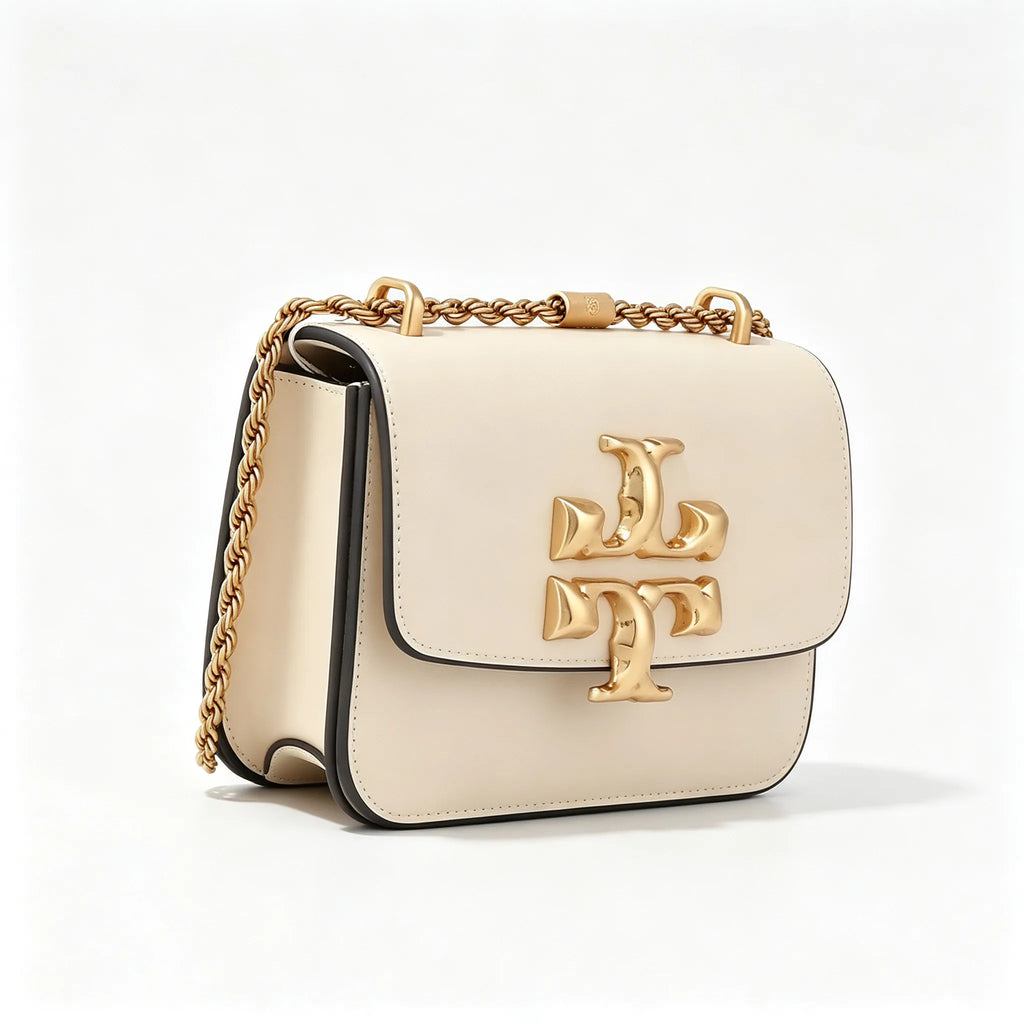 Tory Burch Eleanor off-white calfskin leather rope chain shoulder strap multi-angle carrying option for women