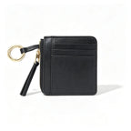 Tory Burch | Black embossed leather  multi-card slot design comes with a detachable wrist strap compact and portable  suitable for everyday use and travel