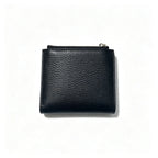 Tory Burch McGraw black pebbled leather wallet with multiple card slots and a zippered coin pocket small foldable women's wallet