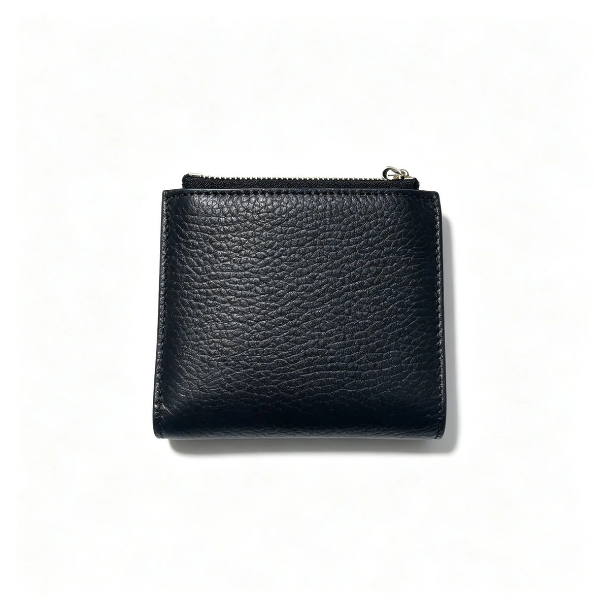 Tory Burch McGraw black pebbled leather wallet with multiple card slots and a zippered coin pocket small foldable women's wallet