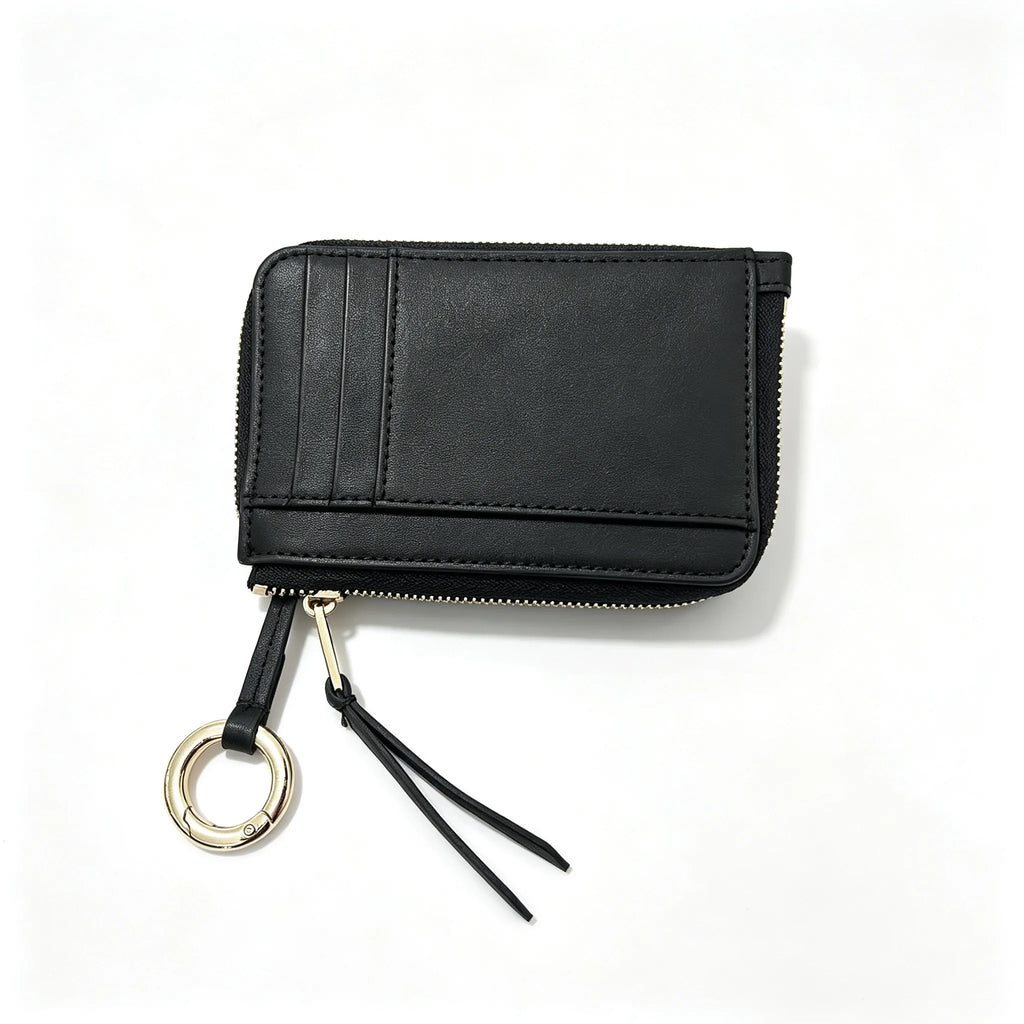 Tory Burch | Black embossed leather  multi-card slot design comes with a detachable wrist strap compact and portable  suitable for everyday use and travel