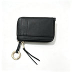 Tory Burch | Black embossed leather  multi-card slot design comes with a detachable wrist strap compact and portable  suitable for everyday use and travel