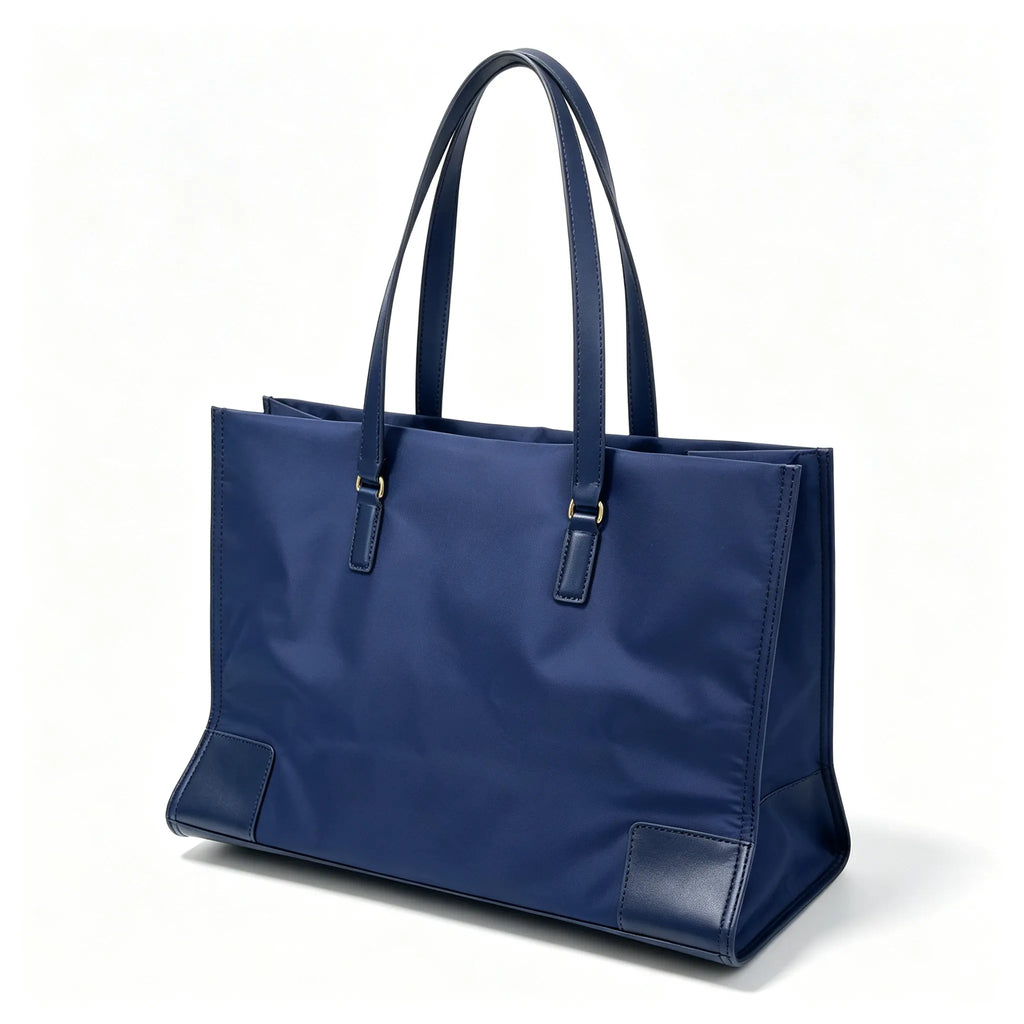 Tory Burch Ella | Navy blue waterproof fabric double handles spacious interior women's business travel handbag