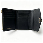 Tory Burch Kira black pebbled leather wallet multi-card slots and zippered coin pocket small and foldable women's wallet